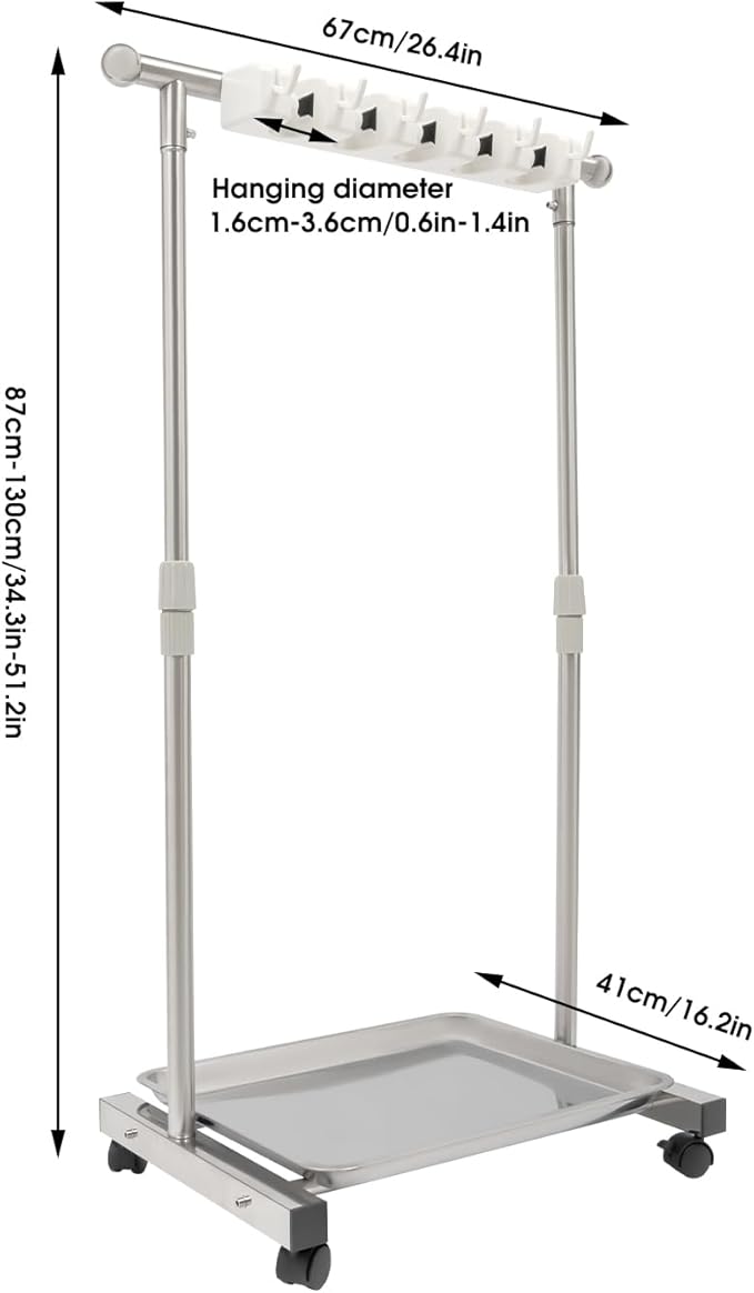 Wet Mops Rack Movable Broom Holder, Movable Closet Storage Cabinet Mop Rack with 5 Slots 6-Hook, Floor Standing Cleaning Tool Racks for Garden Garage Schools Hotels Hospitals Property Companies