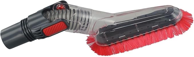 32Mm Flexible Vacuum Dusting Brush Soft Bristle Attachment, For Furniture Ceiling Curtain Cleaning, With Round Head Extension Wand, Fit 1.25 Inch Inner Diameter Red