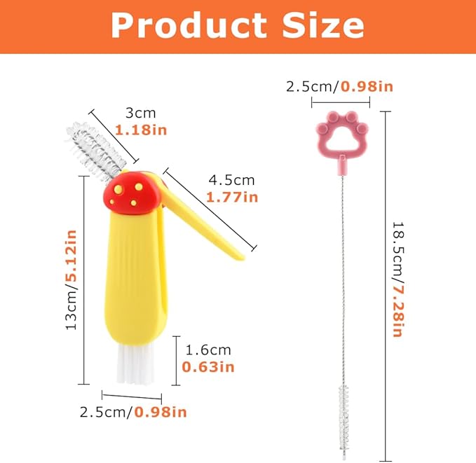 3 in 1 Cup Lid Cleaning Brush Multifunctional Cup Lid Ga-p Cleaner,Portable Silicone Cups Lids Ga-p Cleaner,with 3 Straw Cleaner Brush, for Bottle Tight Spaces Cups