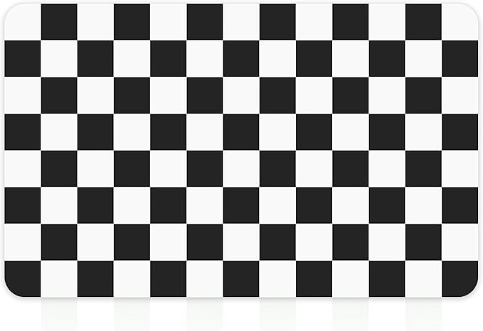 12" x 20" Checkered Dish Drying Mat for Kitchen Counter, Absorbent Coffee Bar Mat for Espresso Machine Coffee Countertops Accessories (Black)