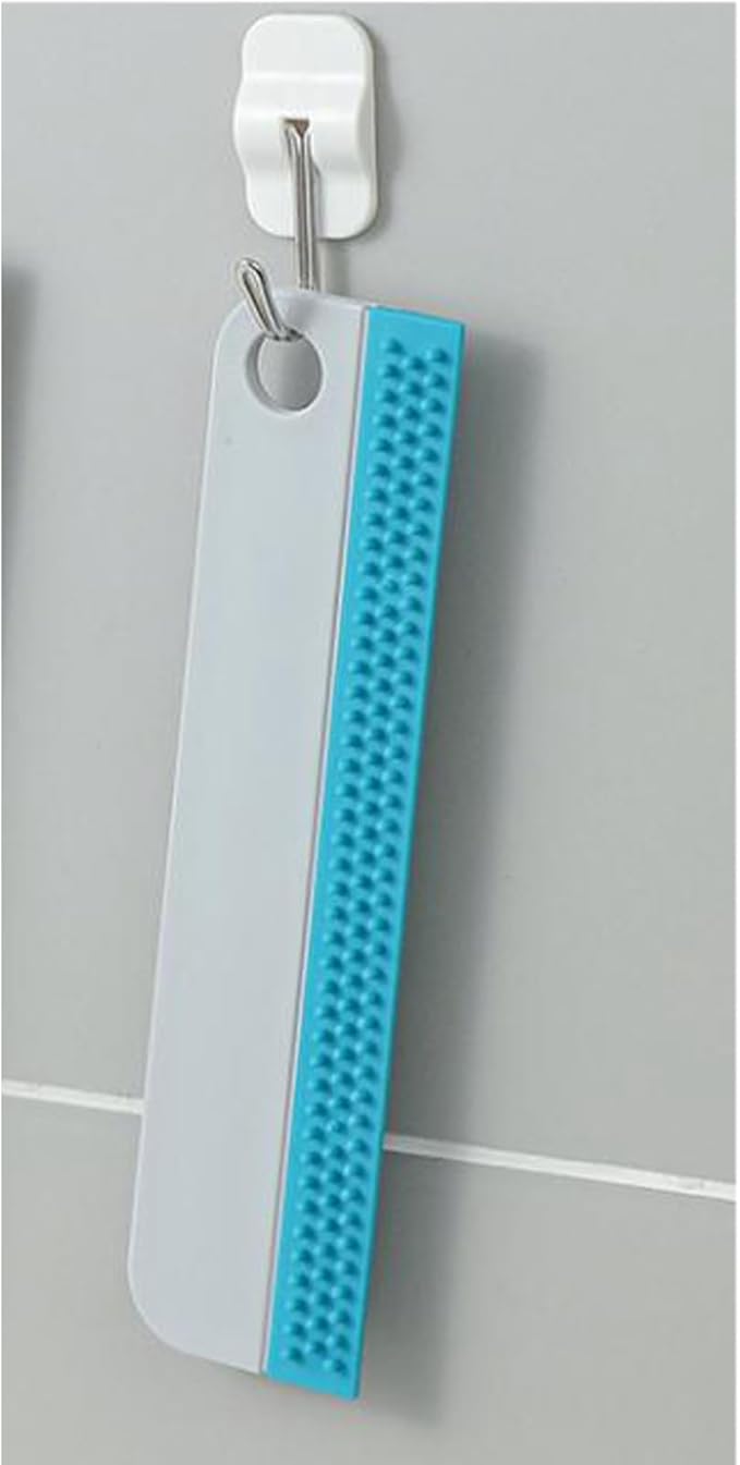 Topyond Silicone Squeegee, Small Portable Bathroom Accessories Water Blade for Cleaning Bathroom Shower Mirror Glass, Kitchen Countertop Sink, Car Windows Wiper Scraper Gray (Blue Grey)