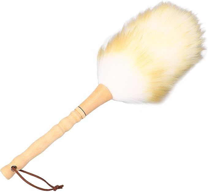 Wooden Handle Lambswool Duster, Soft Wool, Multifunctional Cleaning Brush for Blinds Table Piano, Home Use, Musical Instrument (Long Handle)