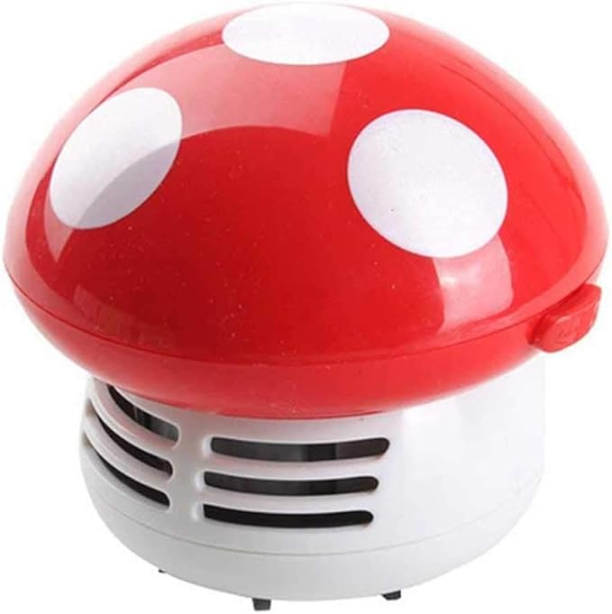 Gocomcom HONBAY Mini Cute Table Dust Vaccum Cleaner, Mushroom Shaped New Portable Corner Desk Vaccum Cleaner Mini Cute Vacuum Cleaner Dust Sweeper (RED)