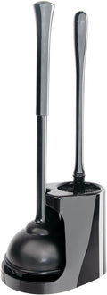 CELOX Black Toilet Plunger and Brush Set with Holder for Bathroom, 1 Set,Silver-Black