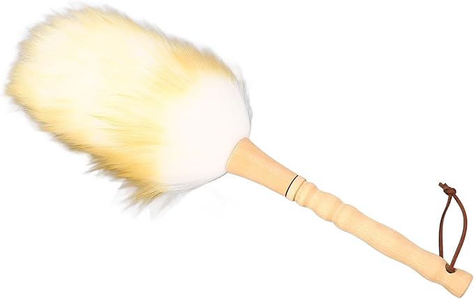 Multifunctional Cleaning Brush Duster, Wooden Handle Lambswool Duster for Blinds, Table, Piano with Soft Lambswool, Beechwood Handle (Long Handle
