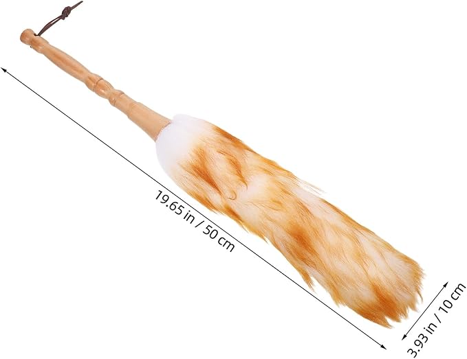 Garneck Lambswool Desk Duster with Flexible Wooden Handle Soft Wool Dust Brush for Furniture and Car Interior Cleaning Lightweight Portable Dusting Tool for Office Desk and Bedroom