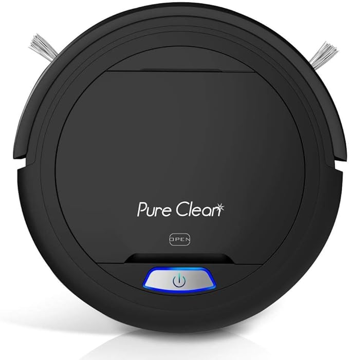 SereneLife Robot Automatic Vacuum Cleaner - Upgraded Lithium Battery 90 Min Run Time - Bot Self Detects Stairs Pet Hair Allergies Friendly Home Cleaning for Carpet Hardwood Floor - PUCRC26B, Black