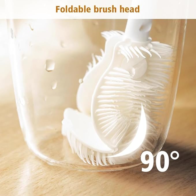 Folded Soft Bristle 360 ° Silicone Cup Brush Water Bottle Cleaner with Long Handle, Cover Narrow Neck Container Brush Cup (3pcs)