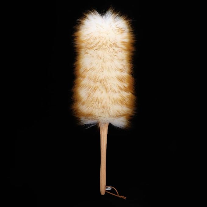 Quality Lambswool Duster | Static - Deterrent Particle Collector for Home/Office/Car | Soft Wool Maintenance Tool for Electronics & Delicate Finishes | Handcrafted Wood Handle