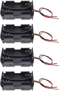 HAHIYO 6V 4AA Battery Holder Bundle Series with Wire Sturdy Clapm Flexible Springs Contact Build-in Harnesses Batteries Black Case Easy Install 4 Pieces for Wall Clocks Ham Radio Kids Toys