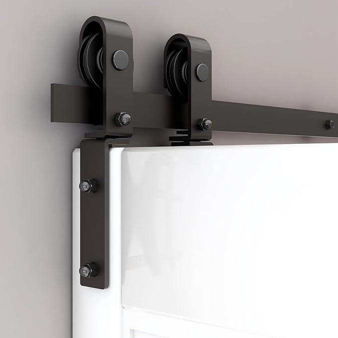 52" Bi-Folding Sliding Barn Door Hardware Track Kit,Smoothly&Quietly,Side Mounted Black Roller,Easy Install,Door Not Included [Fit Double 24" Bifold Doors]