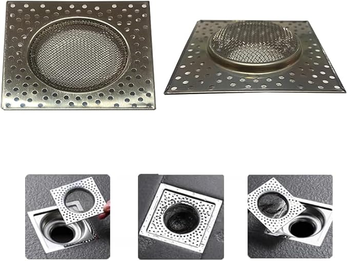 Bathroom Drain Cover,Hair Stopper for Shower Drain Strainer Hair Catcher,304 Stainless Steel Bath Drain Strainer, Shower Sink Drainer Screen,Floor Drain Filter,Hair Trap,Collector(4 Pieces Square)