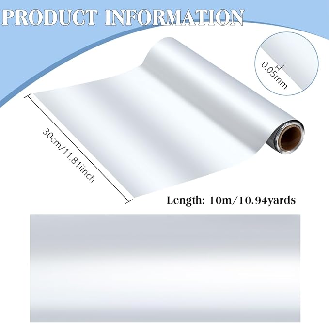 Standard Aluminum Metal Crafts DIY Foil Roll 0.05 mm Thick for Art Project Crafts Foil Roll Aluminum for Crafting Art Project Painting and Embossing(11.8 inch X 32.8ft,Silver)
