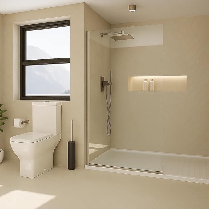 Fixed Glass Shower Wall Panel, 10mm Thick Glass Door 24" x 76", Frameless Tempered Glass Door for Shower, Bathroom Shower Screen with Brushed Nickel Finish by Yana Glass and Mirror