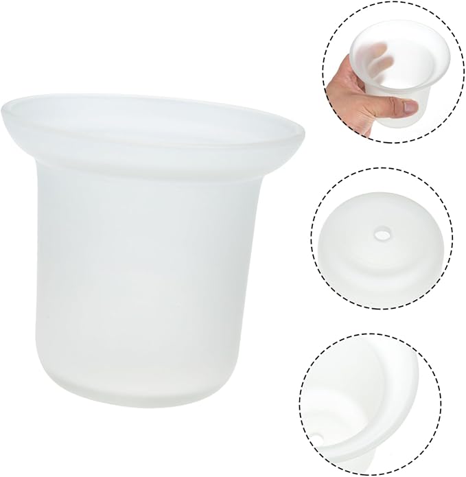 PRETYZOOM Frosted Toilet Brush Holder with Ventilated Glass Base Sturdy Bathroom Cleaning Tool Rack for Organized Toilet Brush Storage Easy Drain Design for Hygiene and Convenience