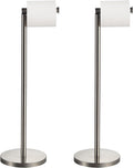 BGL Toilet Paper Holder Brushed Nickel 2 Pack Standing On Floor, Tissue Holder with Reserve Storage Paper Rolls, Free-Standing