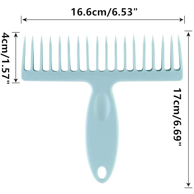 2 Pcs Broom Comb Hair Removal Comb Cleaning Brush with Hanging Hole Cleaning Tool for Floor Bathroom Sewer Hair Collectors, Blue