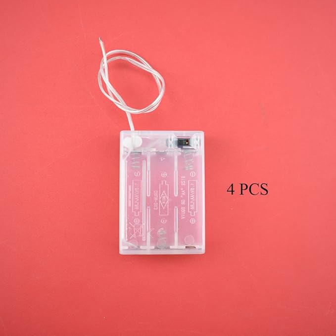 HAHIYO 4.5V 3AA Battery Holder Bundle with Wire Sturdy Cover Flexible Springs Contact Build-in Switch Batteries Transparent Case Easy Install 4 Pieces for Wall Clocks Ham Radio Kids Toys