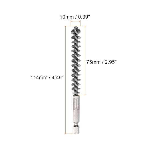 HARFINGTON 2pcs Stainless Steel Bore Brush 10mm Dia Cleaning Wire Brush with Handle 1/4 Inch Hex Shank for Tubes, Ports, Bearings