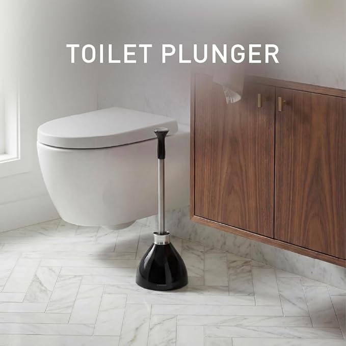 simplehuman Toilet Plunger and Caddy Stainless Steel, Black