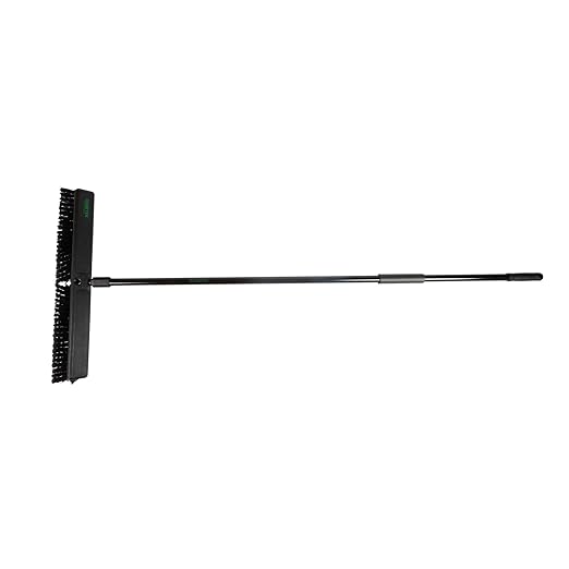 Restaurantware-Clean Tek Professional 23.62 Inch Push Broom, 1 Heavy-Duty Broom with 59â€ Handle - Fine Bristles, 2 Handle Attachment, Wooden, Commercial Use, for Deck, Garage, Yard, Patio