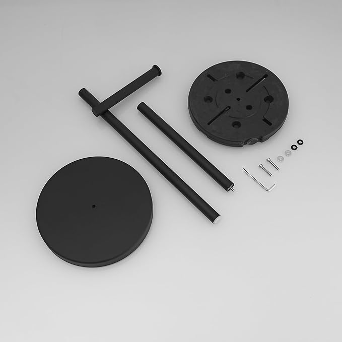 BWE Black Toilet Paper Holder Free Standing Toilet Paper Holder for Bathroom Toilet Paper Storage Holder Stand with Non-Slip Stable Base Modern Stainless Steel Toilet Tissue