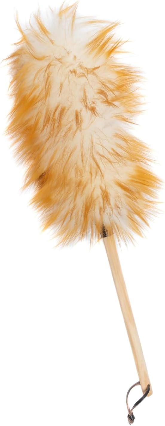 100% Sheepskin Duster with Solid Wooden Handle – Flexible Anti-Static Head, Comfortable Grip, 17.8 Inch Feather Duster for Home, Office, and Car Cleaning – Made in Argentina