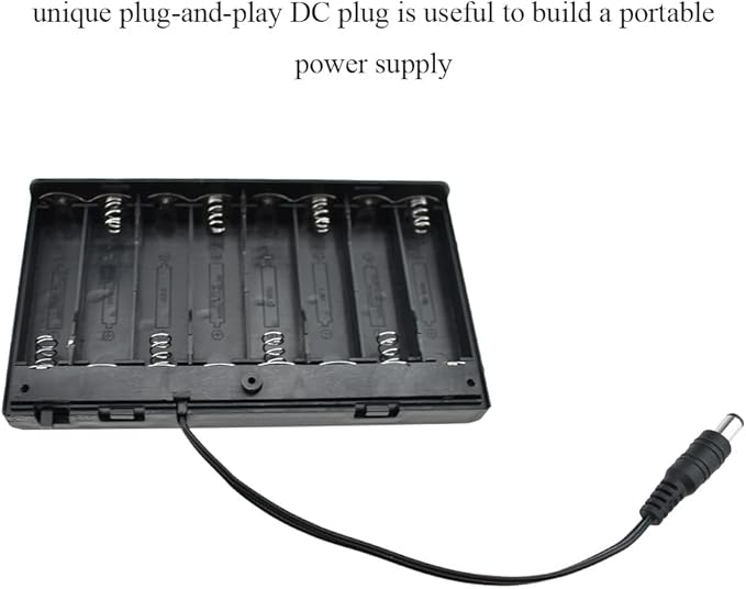 HAHIYO 12V 8x1.5V AA Battery Holder with DC Plug Portable Supply Quick Swap Securely Lids On/Off Switch Plastic Batteries Storage Box Case 2 Pieces for Wireless Cameras Halloween LED Light Strips