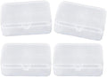 AKOAK Clear Polypropylene Rectangle Mini Storage Containers Box with Hinged Lid for Accessories,Crafts,Learning Supplies,Screws,Drills,Battery,Pack of 4 (3.46" x 2.24" x 1.18")