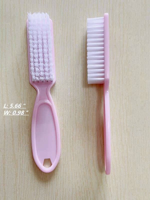 6Pcs Nail Brush for Cleaning Fingernails, Handle Grip Cleaning Brush for Nail and Toenail, Nail Dust Brush Manicure Pedicure Tools Scrubbing Brush Women Men Home Salon(Pink)