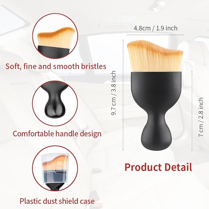 Auto Detailing Brush Set for Car Interior, 2PCS Soft Bristle Car Detailing Brushes for Dashboard, Air Vent & Console Cleaning, Scratch-Free Interior Detail Brush with Covers