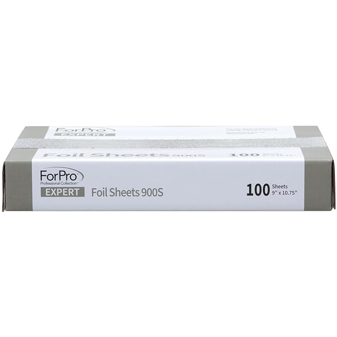 ForPro Expert Embossed Foil Sheets 900S, Aluminum Hair Foils for Color Application and Highlighting Services, Food Safe, Pop-Up Dispenser, 9” W x 10.75” L, 100-Count