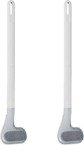Toilet Brush, Long Handle Golf Toilet Brush with Holder 360° Deep Cleaning Flexible Silicone Toilet Cleaner Brush Wall Mounted for Bathroom (2Pcs White Brush)