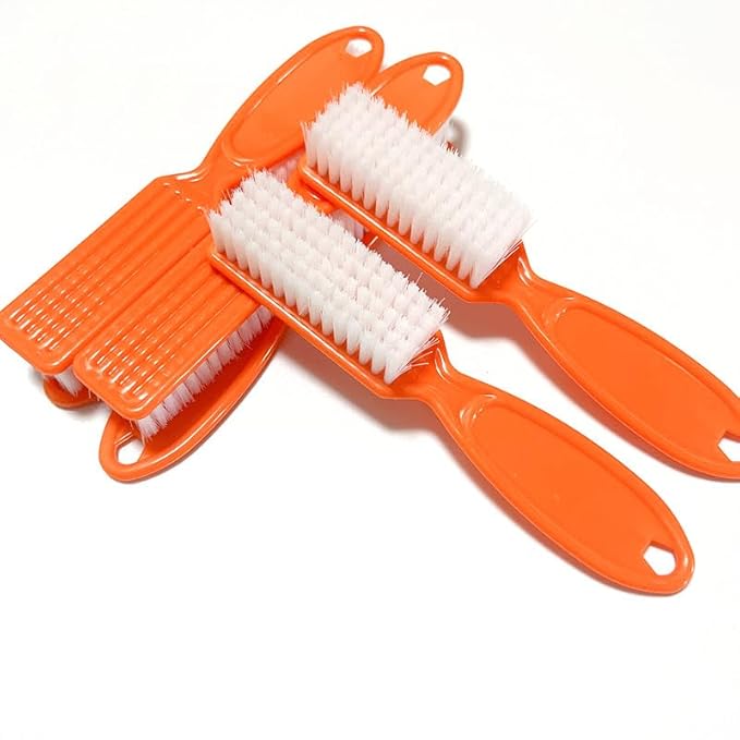 6Pcs Nail Brush for Cleaning Fingernails, Handle Grip Cleaning Brush for Nail and Toenail, Nail Dust Brush Manicure Pedicure Tools Scrubbing Brush Women Men Home Salon(Orange)