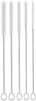 10" Tube Cleaning Brush Set, 5 Pack Large, Extra Long Nylon Straw Brushes with Flexible Handles for Bottles, Cleaning Straws, Pipe Cleaners, Keyboard, Glass, Guns, Detailing and Deep Cleaning, White