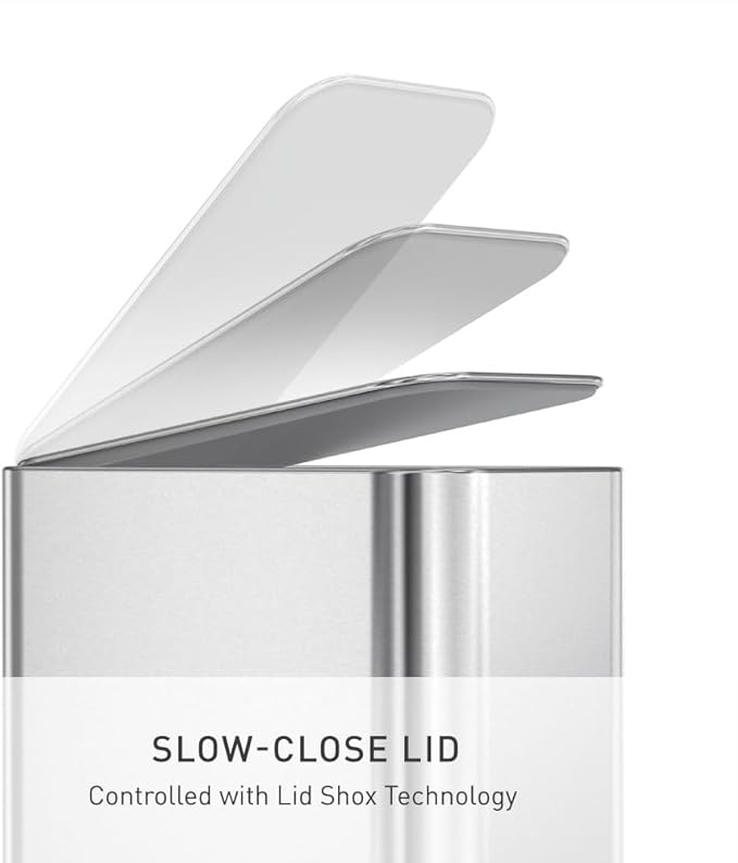 simplehuman Small Bathroom Trash Can with Lid, Stainless Steel Waste Basket, 5 Liter / 1.3 Gallon, Brushed