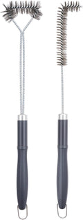 SUNRISE Fryer Brush with Long Handle (Stainless Steel with Plastic Handle, L and Single Brush)