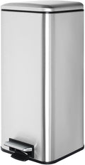 8 Gallon SquareTrash Can with Soft Close Lid, Stainless Steel Trash Can with Removal Inner Bucket, Hand -Free Trash Bin for Kitchen, Office, Laundry, Bathroom, 30 Liter Capacity, Silver