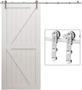 TSMST 7.5FT Sliding Barn Door Hardware Kit, Stainless Steel Heavy Duty Sturdy Barn Door Track for Single Wood Door, Slide Smoothly Quietly (I Style)