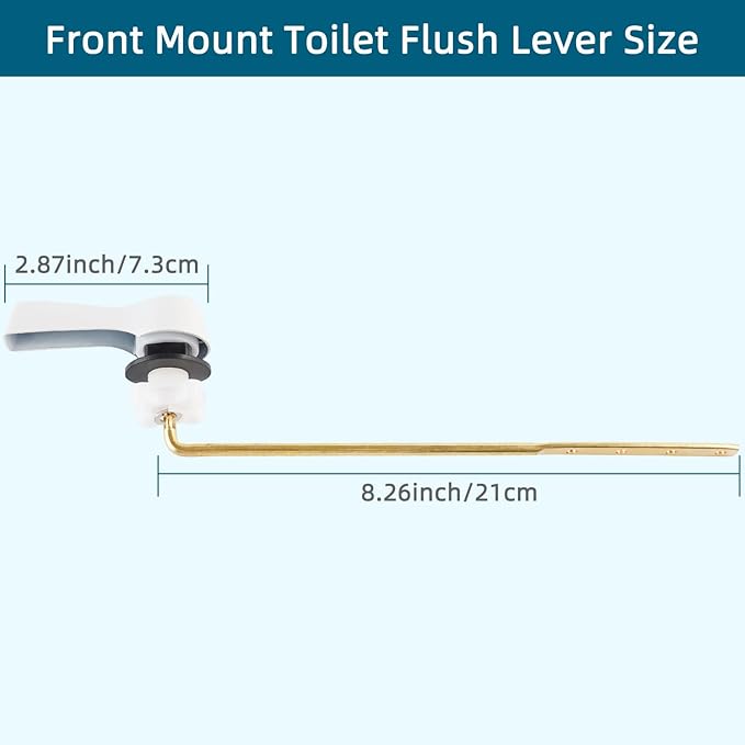 Hygie Rinse 2PCS Metal Toilet Handle Lever Flush Replacement, Universal Front Mount Toilet Handle with Stainless Steel Flapper Chains, Toilet Repair Kit, White