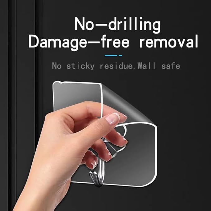 Adhesive Wall Hook, Set Heavy-Duty Thickened self-Adhesive Hook，24Pcs，33lb max Loading，Transparent, Waterproof, Bathroom, Outdoor, Kitchen, Doors, Practical Tools.