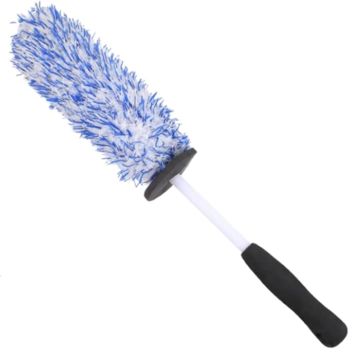 Soft Wheel Cleaning Brush, Metal-Free Wheel Mop Safe for Car Rims (Round/Blue)