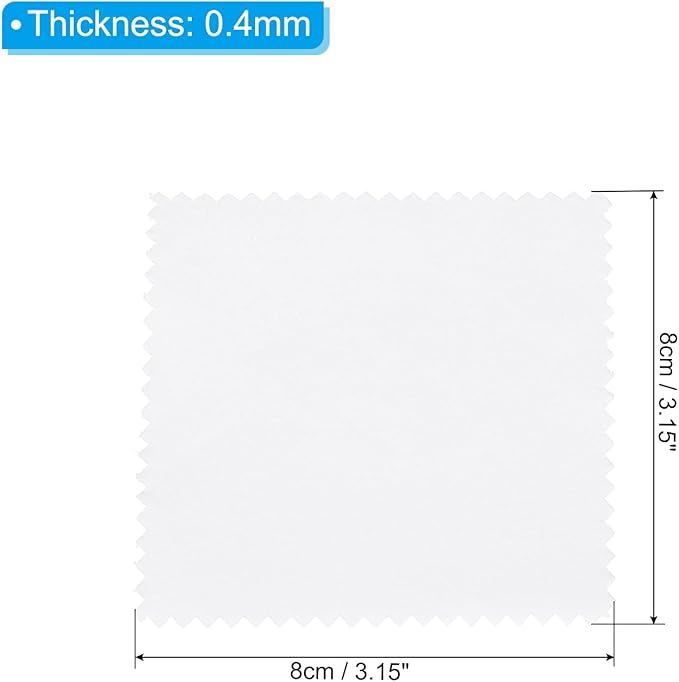 PATIKIL 3.15x3.15" Jewelry Cleaning Cloth, 100Pcs Individually Wrapped Double-Sided Microfiber Polishing Cloth for Silver Gold Brass Platinum Jewelry, White