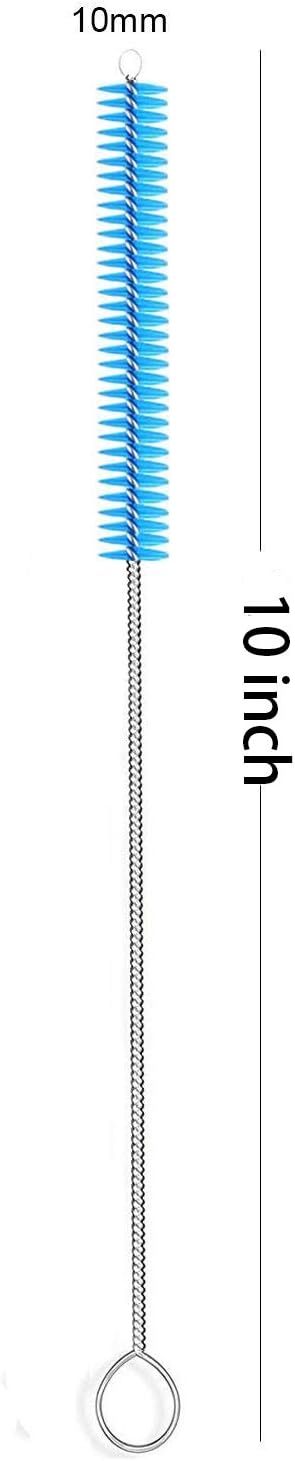 Long Straw Brush, Nylon Pipe Tube Cleaner 10-ihch X 2/5-inch Set of 10 (Blue)