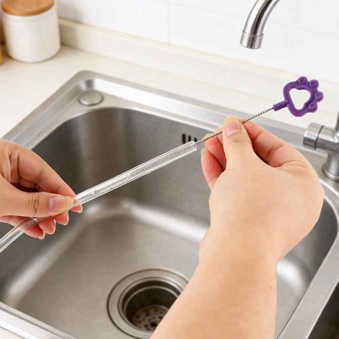 3 in 1 Cup Lid Cleaning Brush Multifunctional Cup Lid Ga-p Cleaner,Portable Silicone Cups Lids Ga-p Cleaner,with 3 Straw Cleaner Brush, for Bottle Tight Spaces Cups