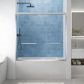 56-60" W x 57" H Semi-Frameless Bathtub Sliding Doors, 1/4"(6mm) Tempered Glass Double Sliding Shower Door for Bath Tub with Explosion-Proof Film and Easy to Clean, Chrome
