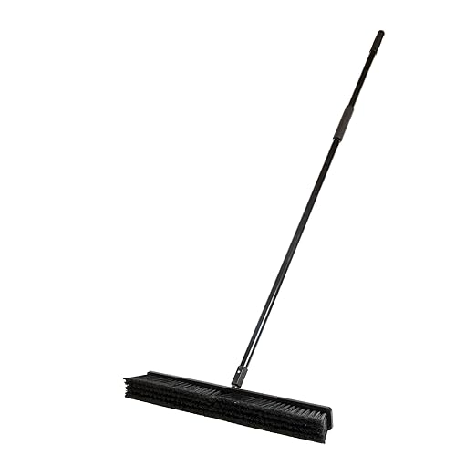 Restaurantware-Clean Tek Professional 23.62 Inch Push Broom, 1 Heavy-Duty Broom with 59â€ Handle - Fine Bristles, 2 Handle Attachment, Wooden, Commercial Use, for Deck, Garage, Yard, Patio