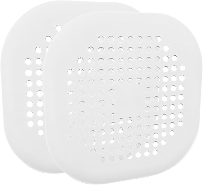 2 Pack 5.5 Inch / 140mm Drain Hair Catcher, Silicone Sink Drain Strainer Square Shower Drain Hair Catcher, Drain Protector Hair Catcher Hair Stopper for Bathroom Bathtub (White)