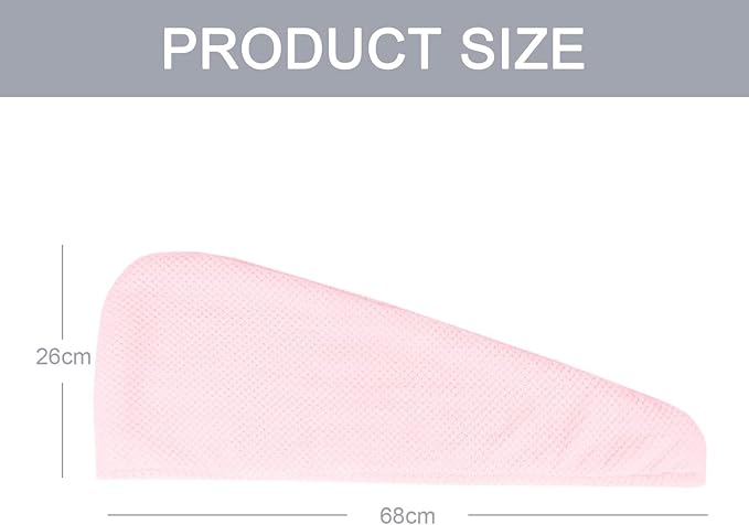 Microfiber Hair Towel, 2 Packs Hair Turbans for Wet Hair, Drying Hair Wrap Towels for Curly Hair Women, Large Hair Towel for All Hair Style, Pink