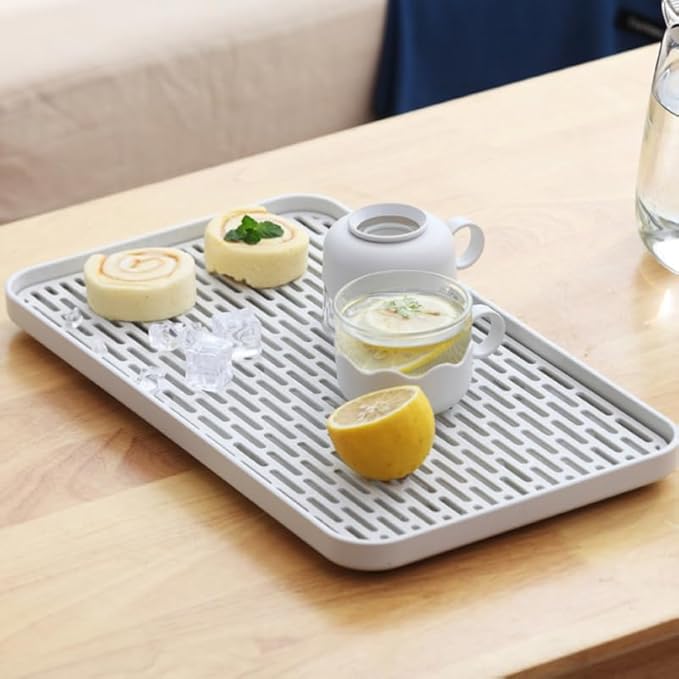 Bottle Drying Rack with Dual Layer Drain Tray 12.20X6.88X0.98In Kitchen Countertop Organizer for Cups Bottles Utensils Efficient Water Drainage